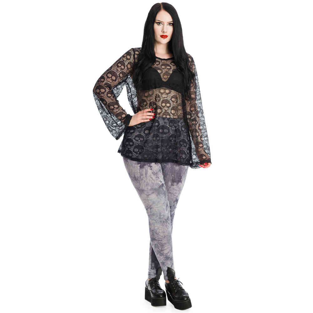 Banned - Lace Skull Long top - Black